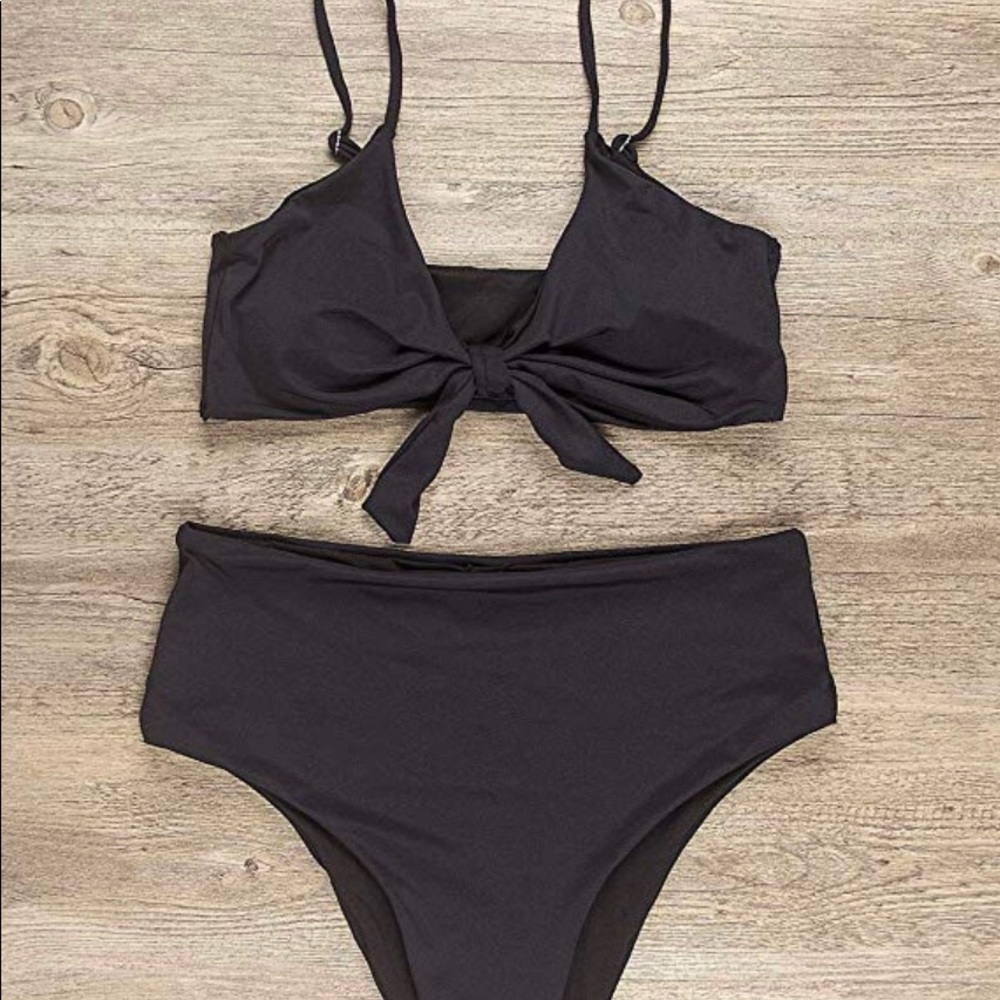 High waisted black bikini